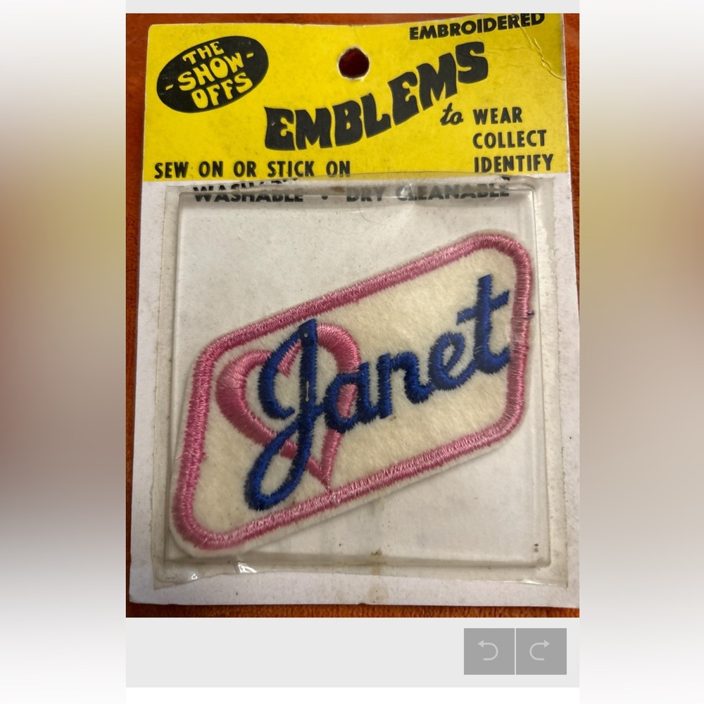 Emblems Patch 'The Show Offs' vintage 70s name Janet
